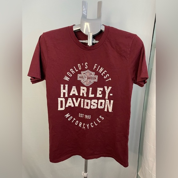 Harley-Davidson Motorcycles Chitown Tinley Park IL Men's M T-Shirt Maroon Biker - Picture 1 of 5